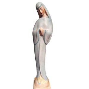 Vintage Coventry Praying Virgin Mary Ceramic Figurine, Religious Light Blue USA